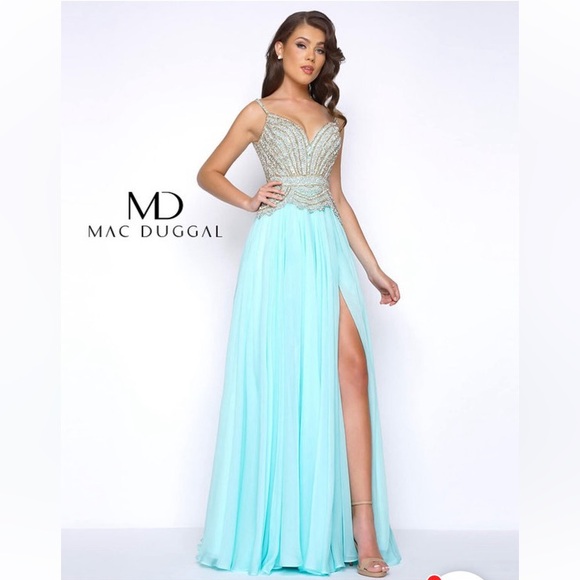 Mac Duggal 50392 Mint Crystal Bodice Gown - Picture 1 of 11